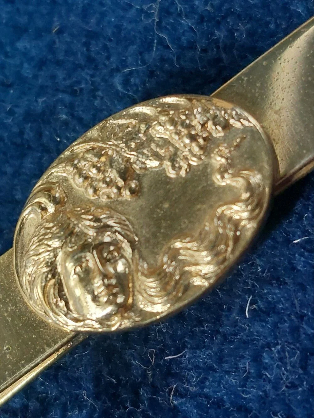 Vintage Kreisler Craft Lady Nymph Goldtone Tie Bar Clasp 3